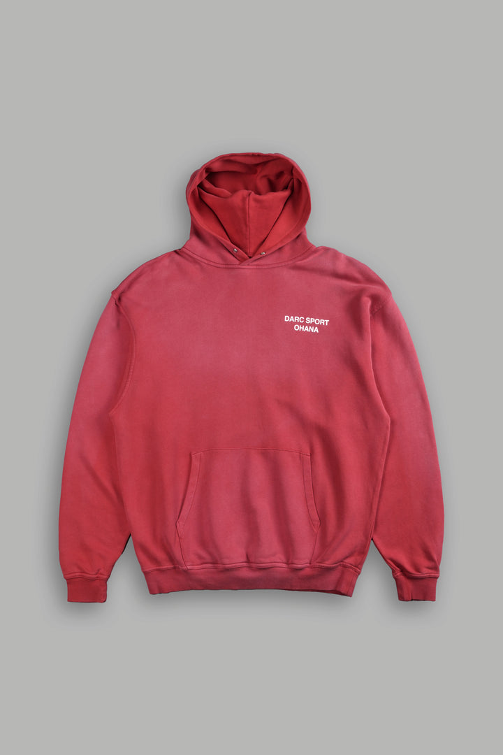 Darc Sport Ohana "Pierce" Hoodie in Roman Red Drift Wash