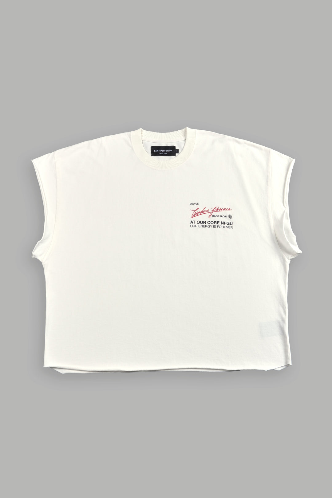 At Our Core "Grunge" Cut Off Tee in Cream
