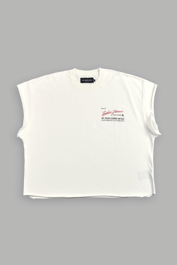 At Our Core "Grunge" Cut Off Tee in Cream