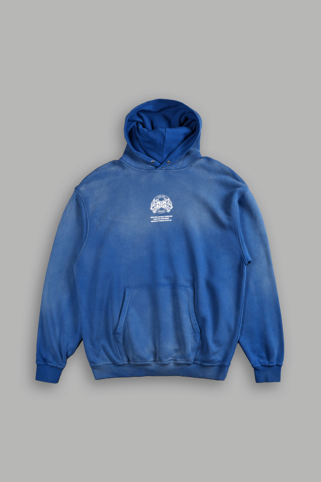 Wolves Ohana Forever "Pierce" Hoodie in Darc Cobalt Drift Wash