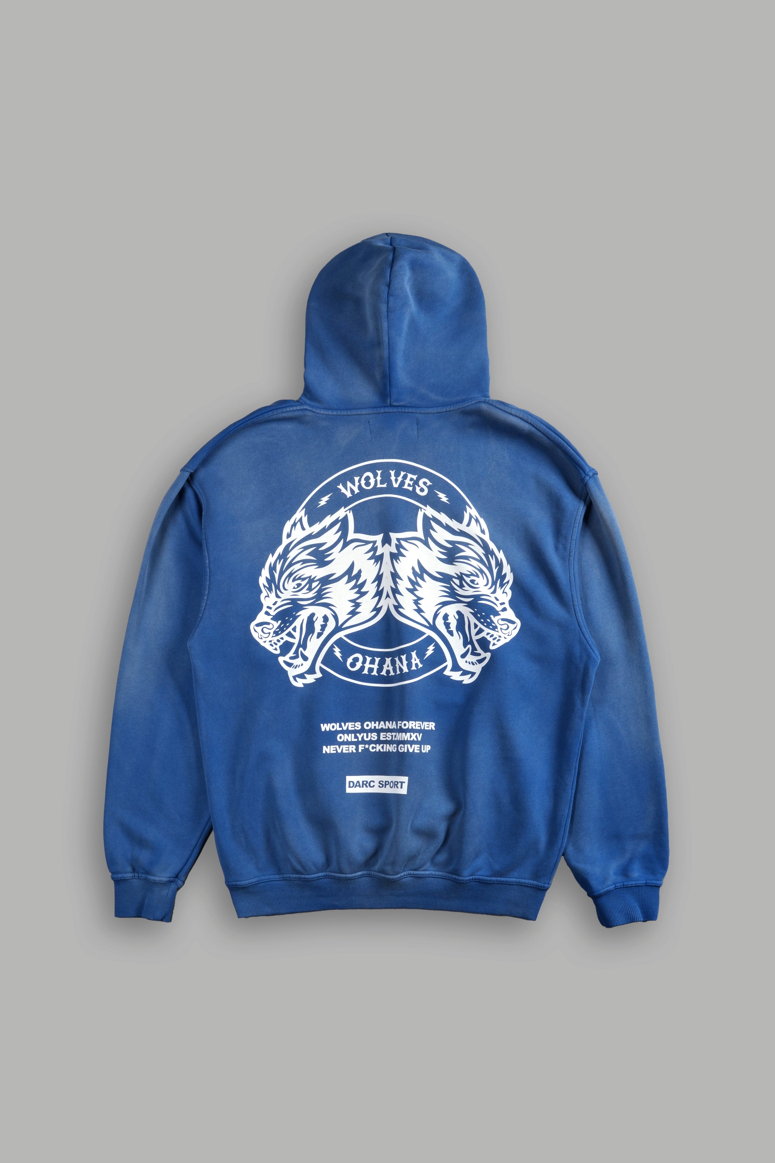 Wolves Ohana Forever "Pierce" Hoodie in Darc Cobalt Drift Wash