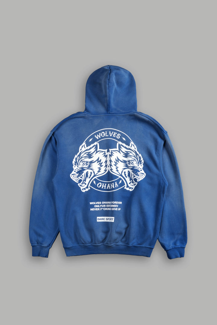 Wolves Ohana Forever "Pierce" Hoodie in Darc Cobalt Drift Wash