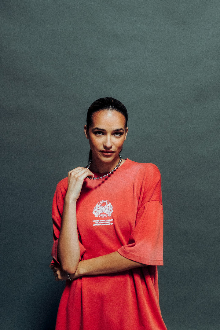 Wolves Ohana Forever "Premium" Oversized Tee in Roman Red Drift Wash