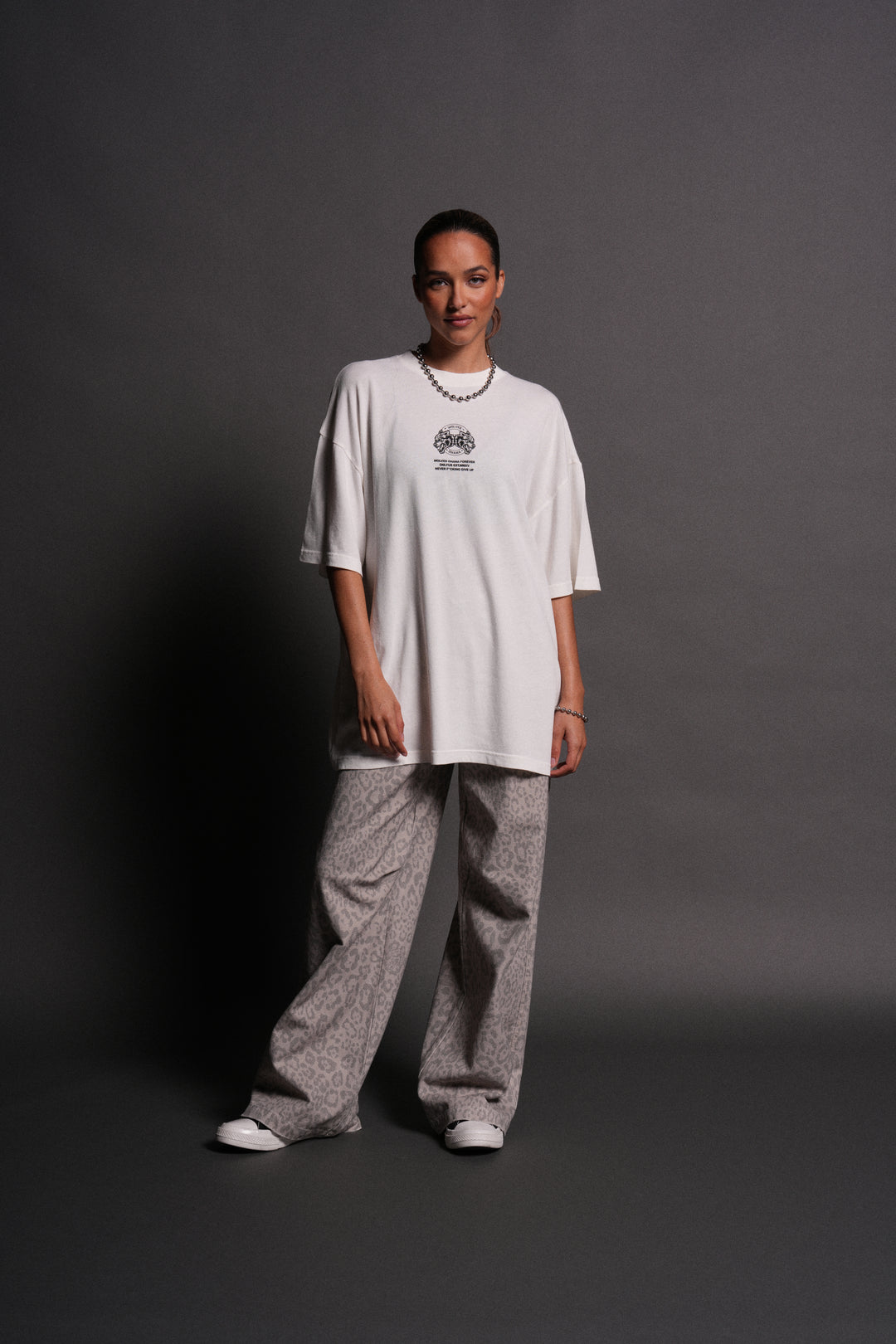 Wolves Ohana Forever "Premium" Oversized Tee in Cream