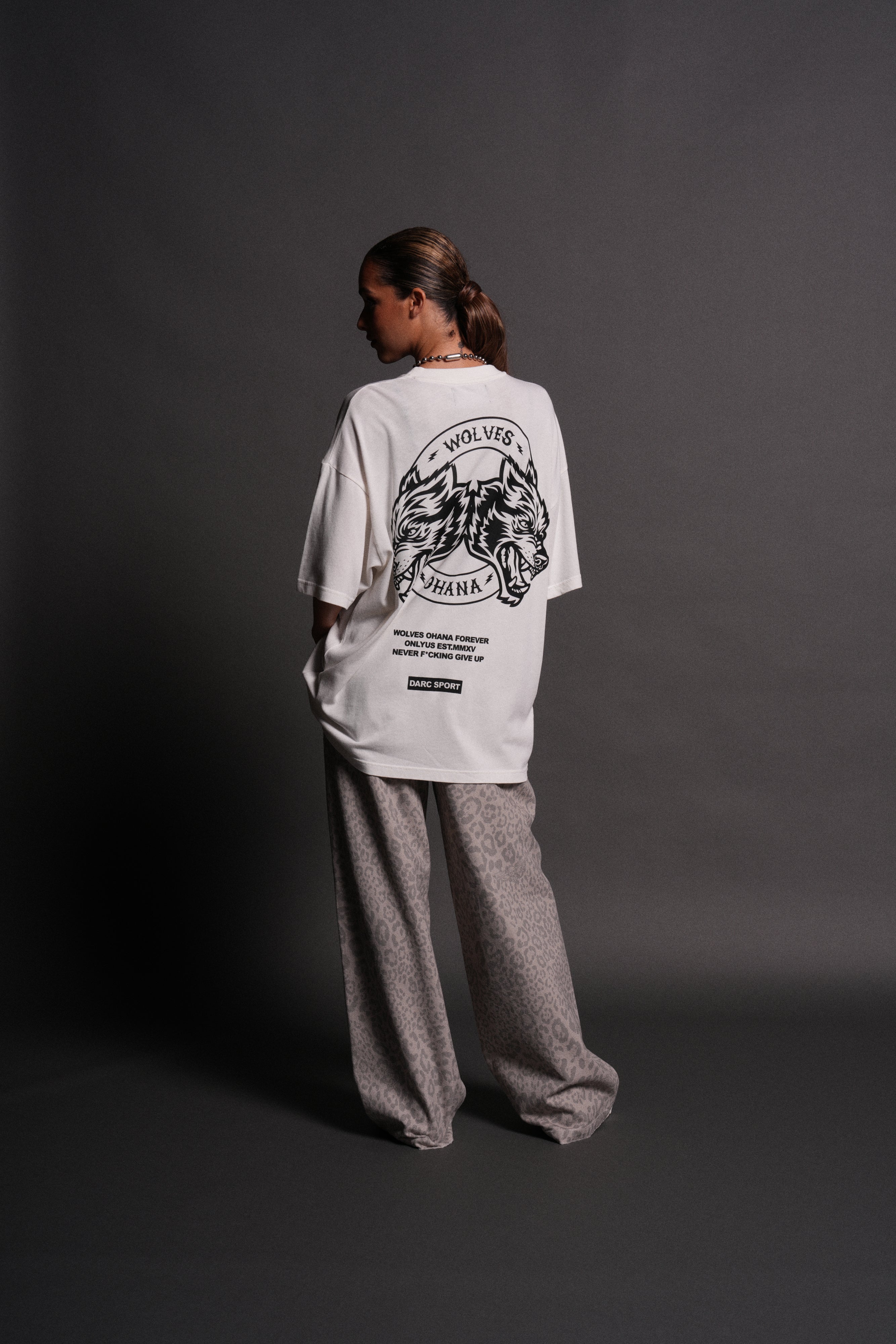 Wolves Ohana Forever "Premium" Oversized Tee in Cream