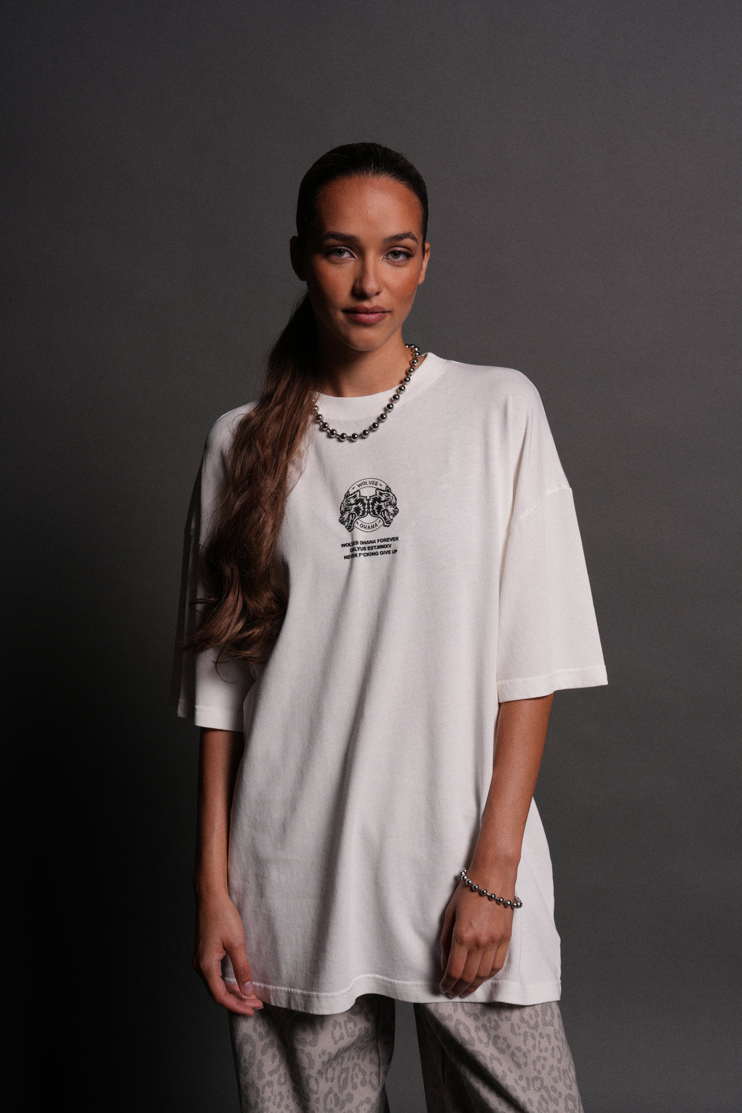 Wolves Ohana Forever "Premium" Oversized Tee in Cream