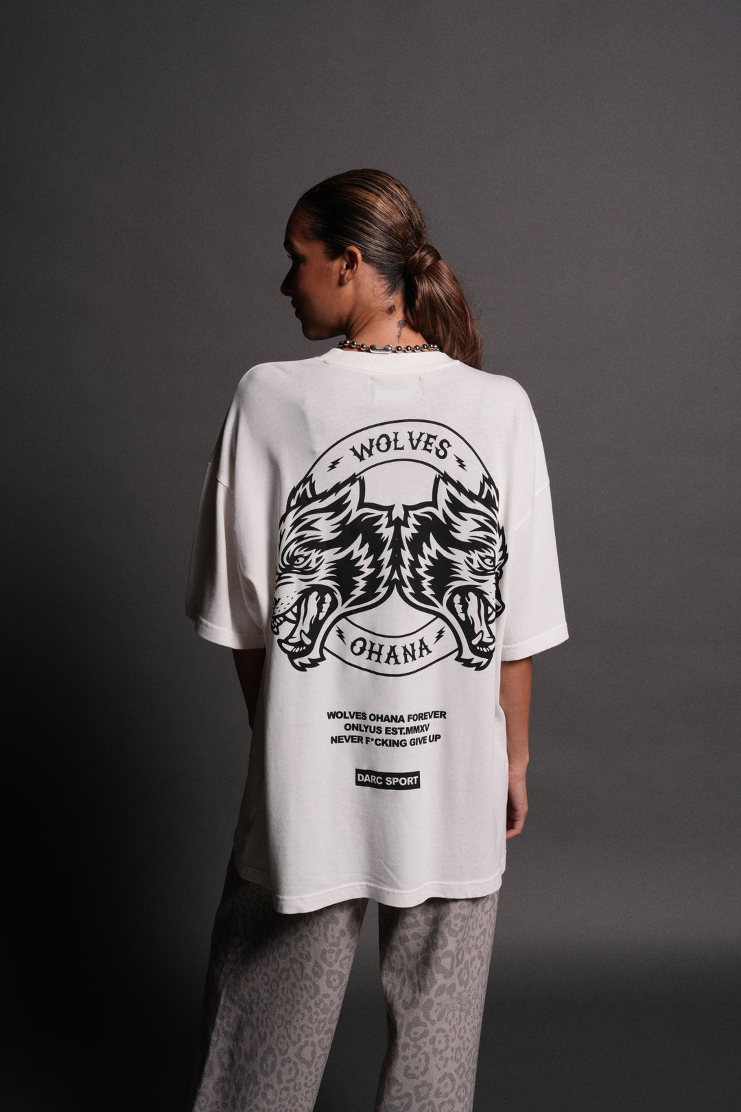 Wolves Ohana Forever "Premium" Oversized Tee in Cream