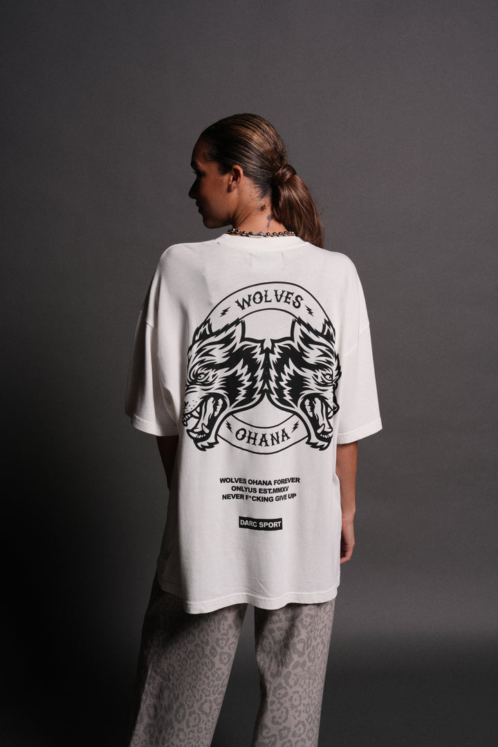 Wolves Ohana Forever "Premium" Oversized Tee in Cream