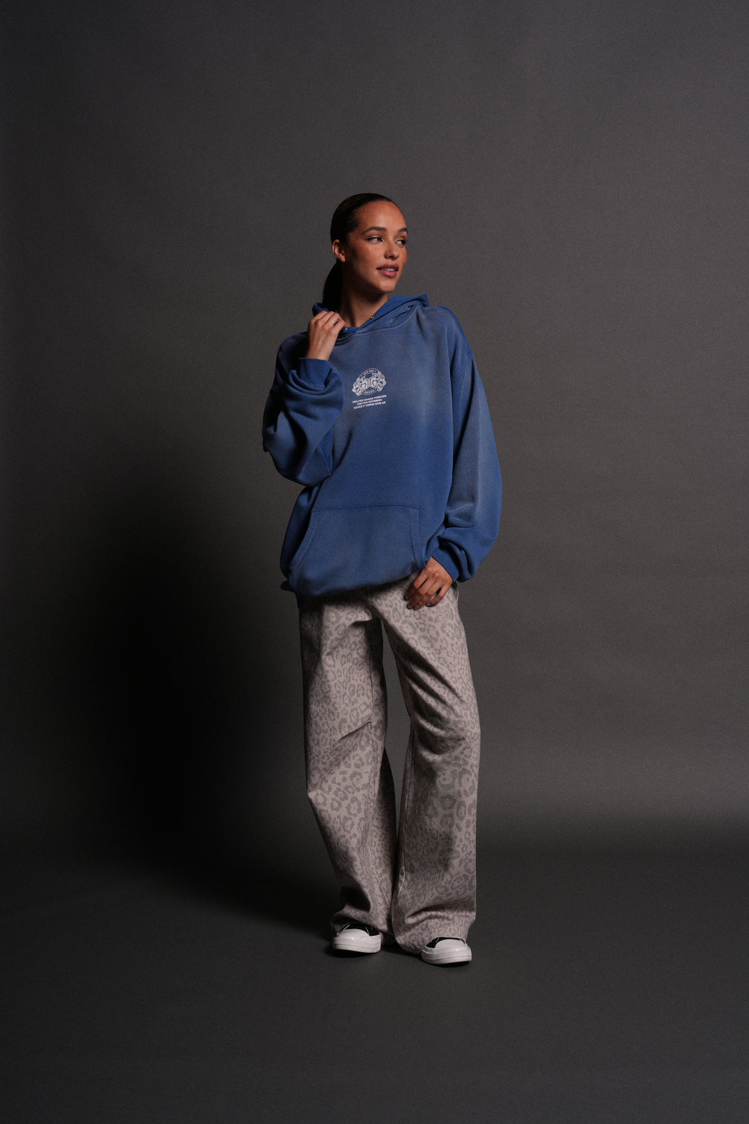 Wolves Ohana Forever "Pierce" Hoodie in Darc Cobalt Drift Wash