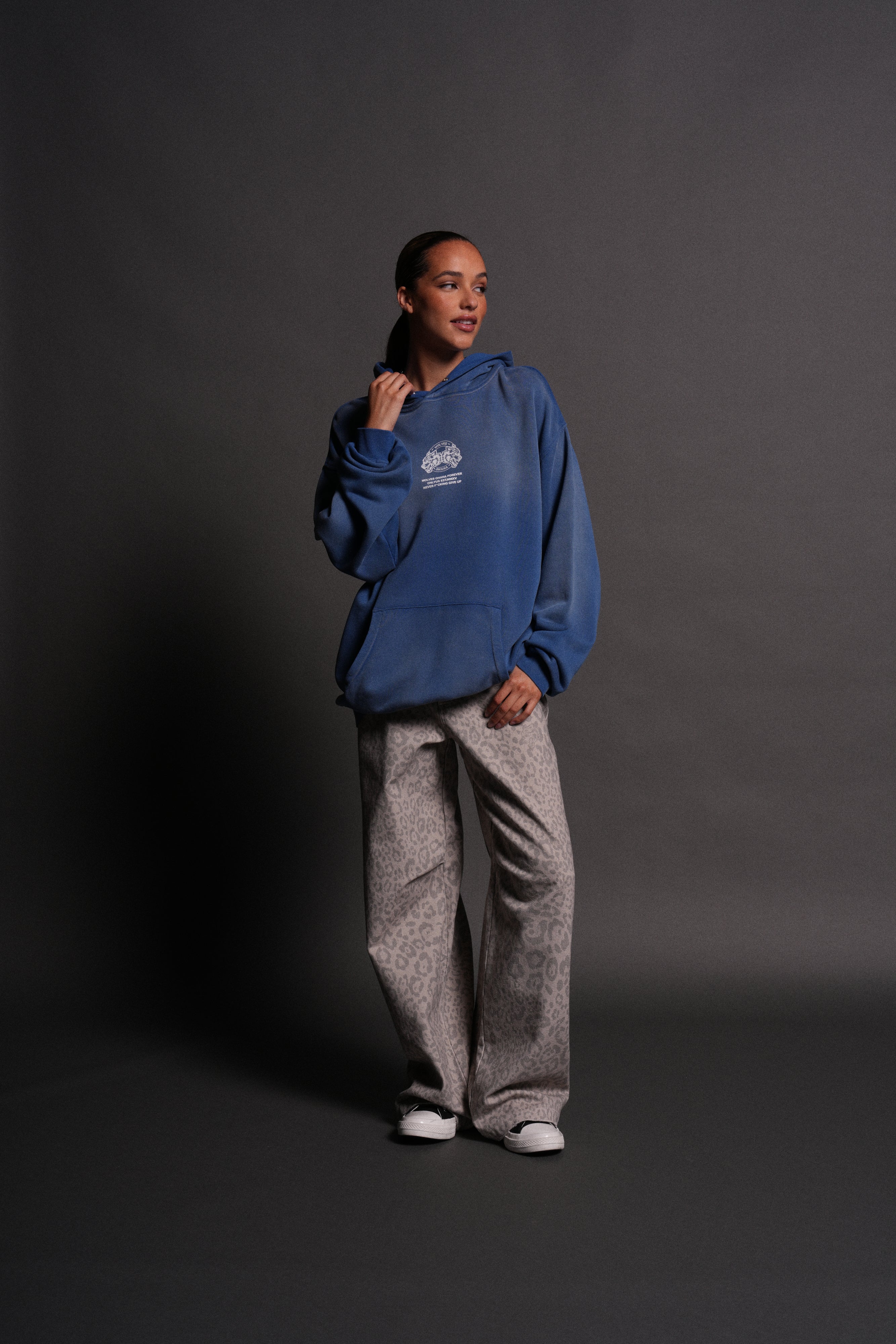 Wolves Ohana Forever "Pierce" Hoodie in Darc Cobalt Drift Wash