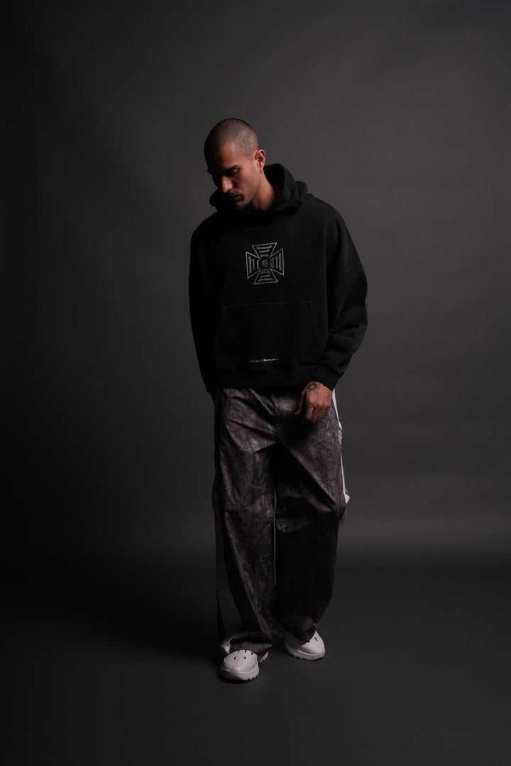 Loyal To The Core "Gage Box Cut" Grunge Hoodie in Black Drift Wash