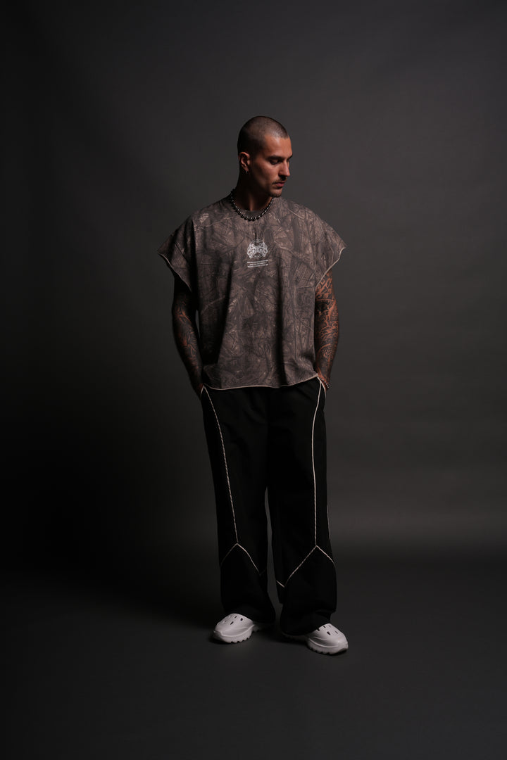 Wolves Ohana Forever "Grunge" Cut Off Tee in Dusk Moss Driftwood Forest Camo