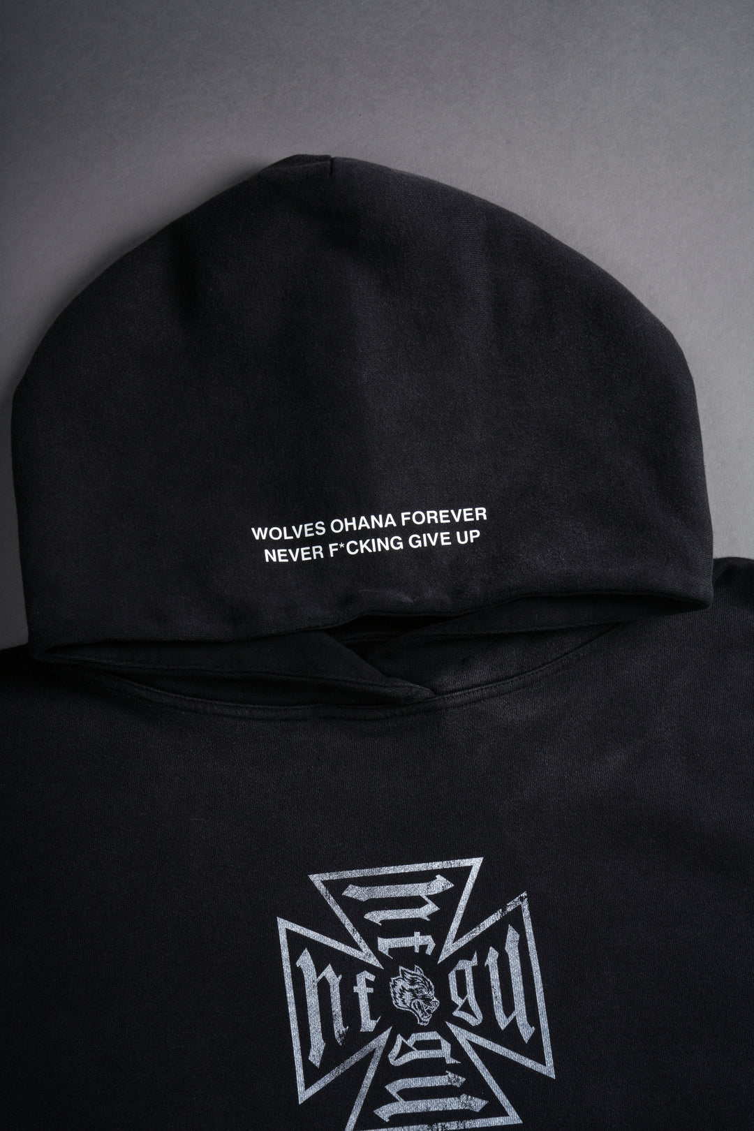Loyal To The Core "Gage Box Cut" Grunge Hoodie in Black Drift Wash