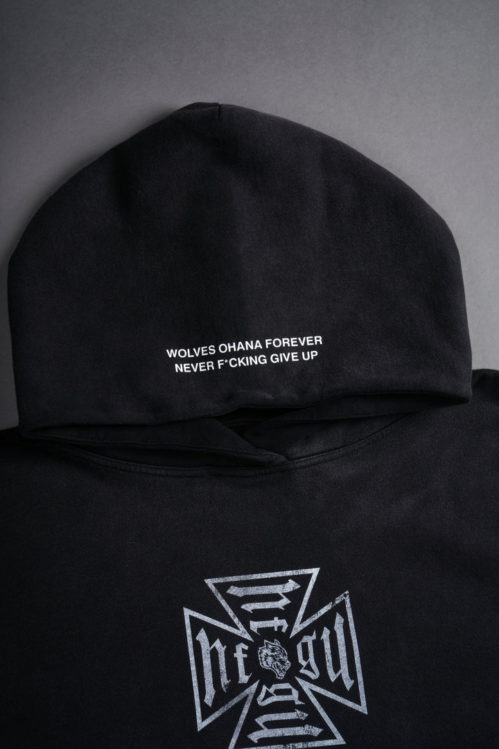 Loyal To The Core "Gage Box Cut" Grunge Hoodie in Black Drift Wash