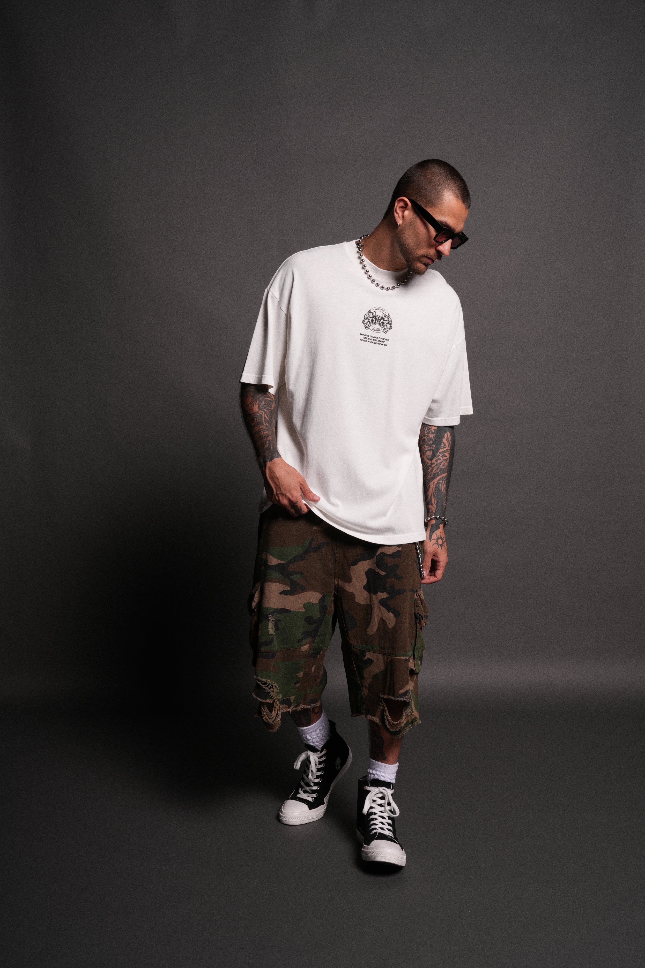 Wolves Ohana Forever "Premium" Oversized Tee in Cream