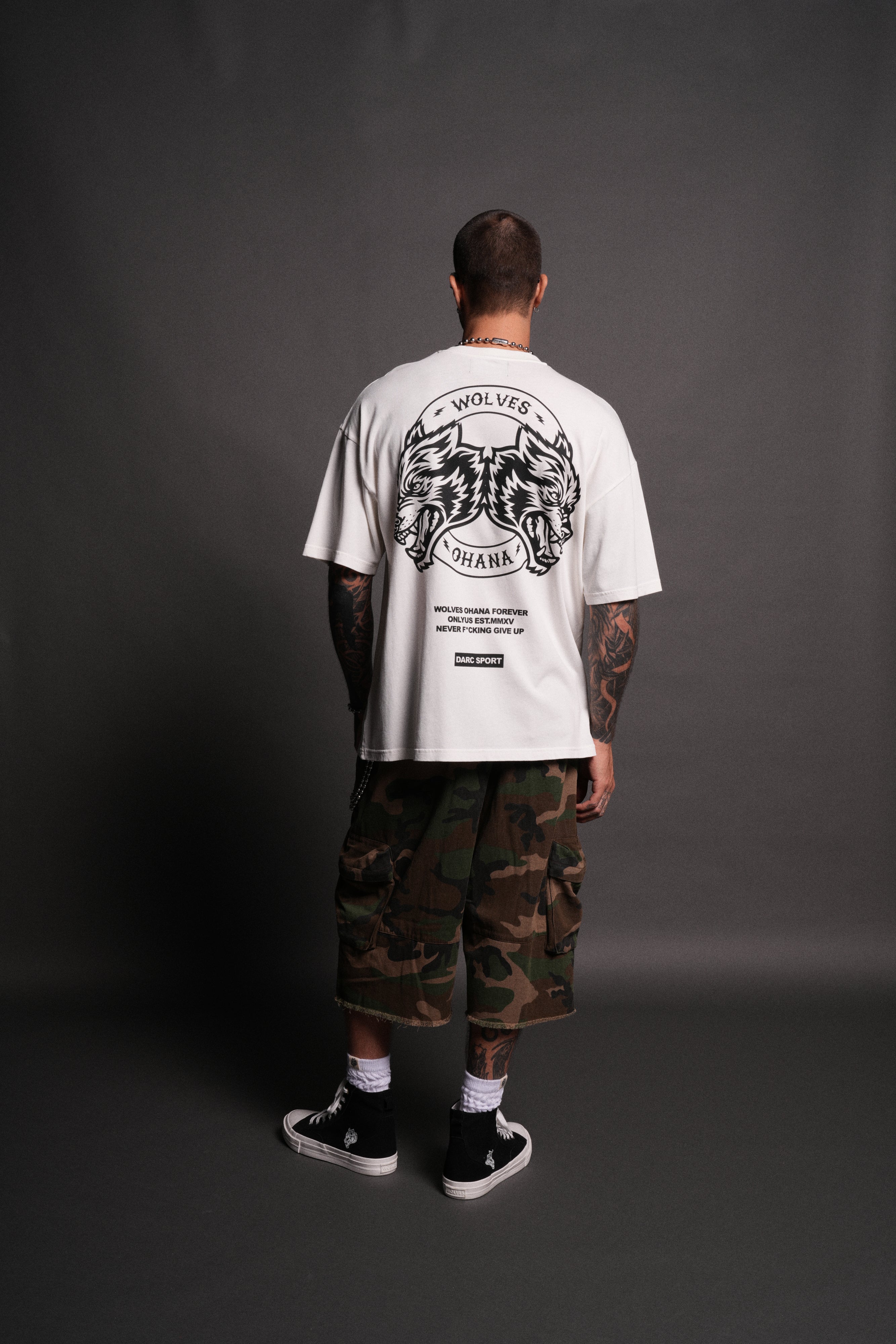 Wolves Ohana Forever "Premium" Oversized Tee in Cream