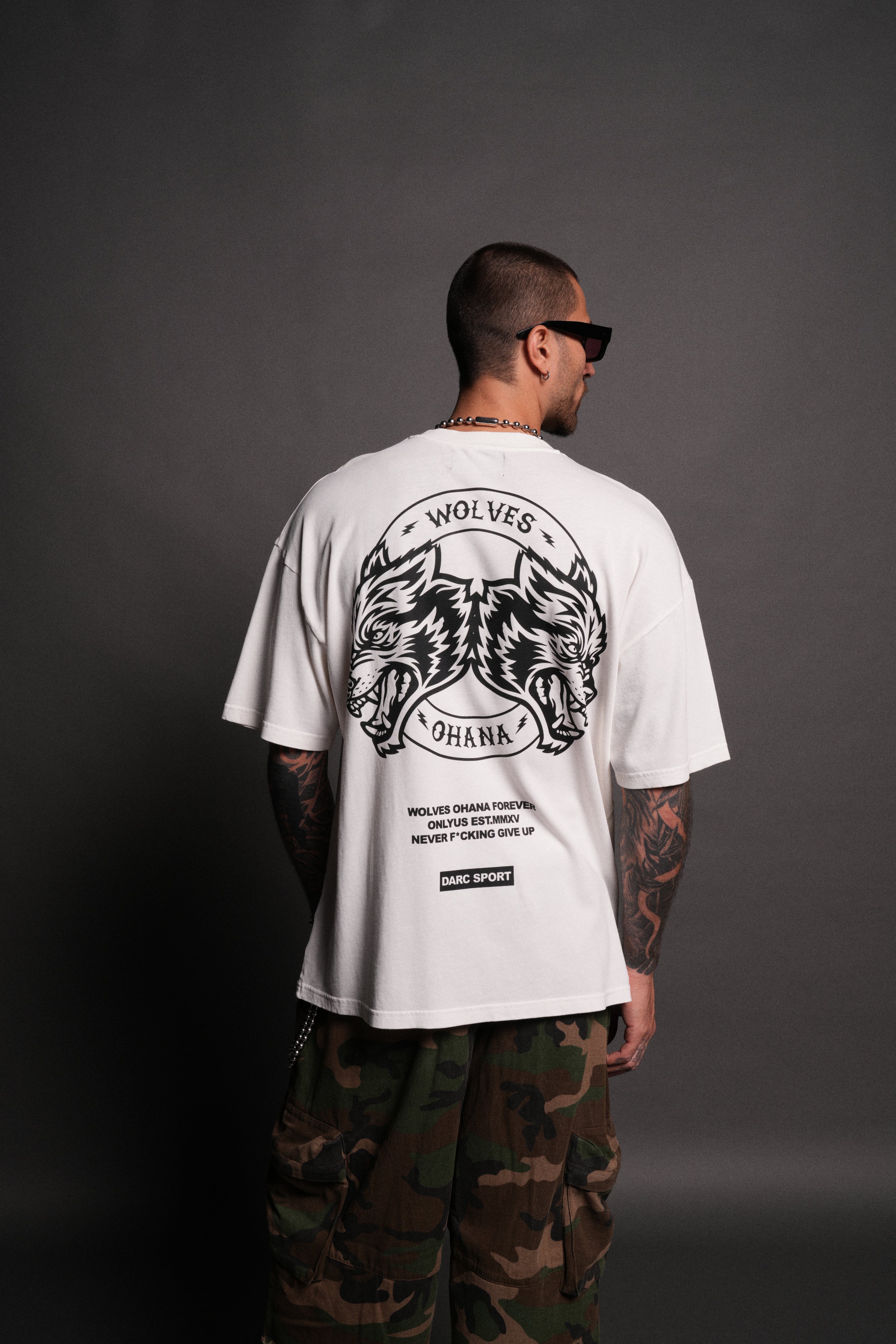 Wolves Ohana Forever "Premium" Oversized Tee in Cream