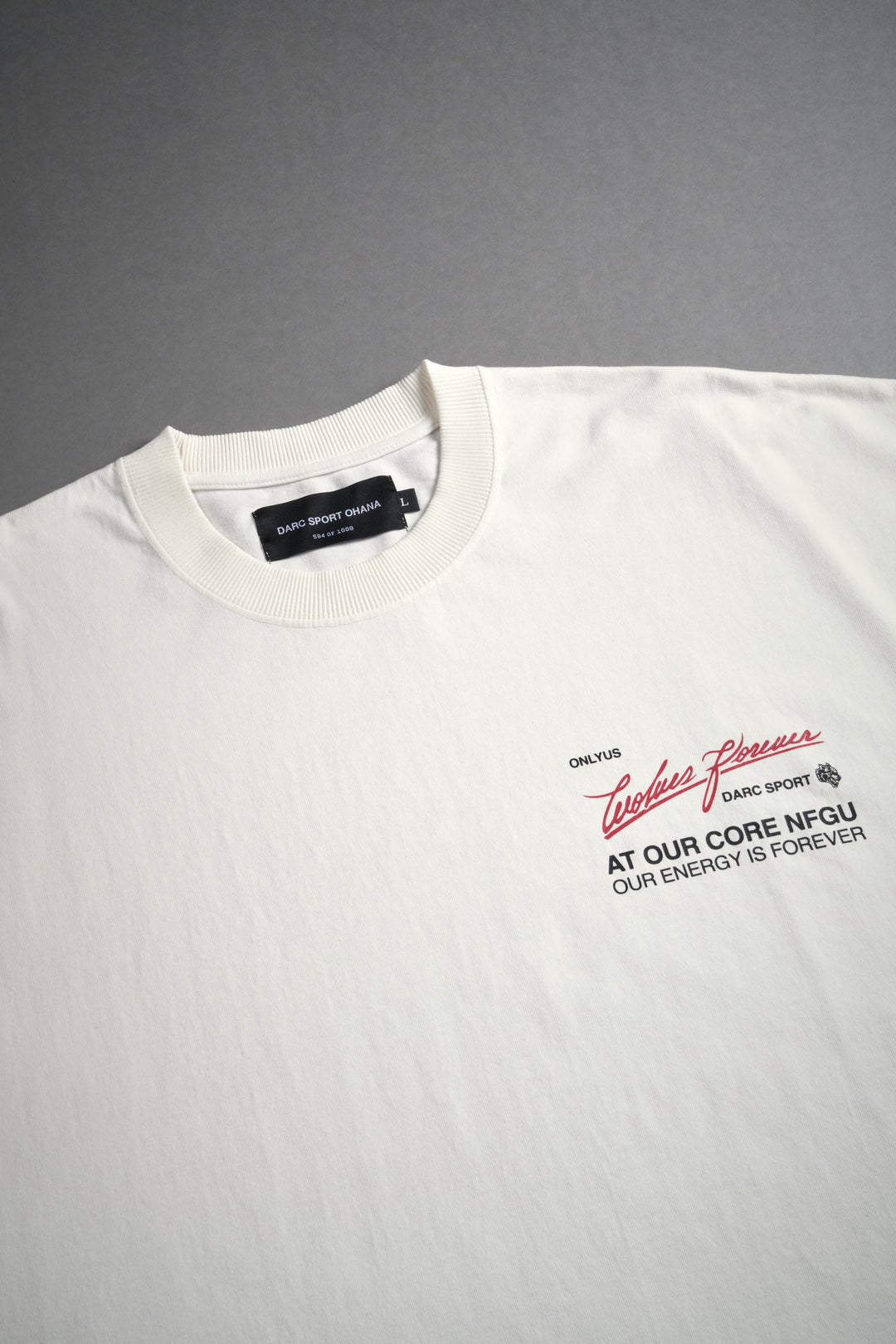 At Our Core "Grunge" Cut Off Tee in Cream