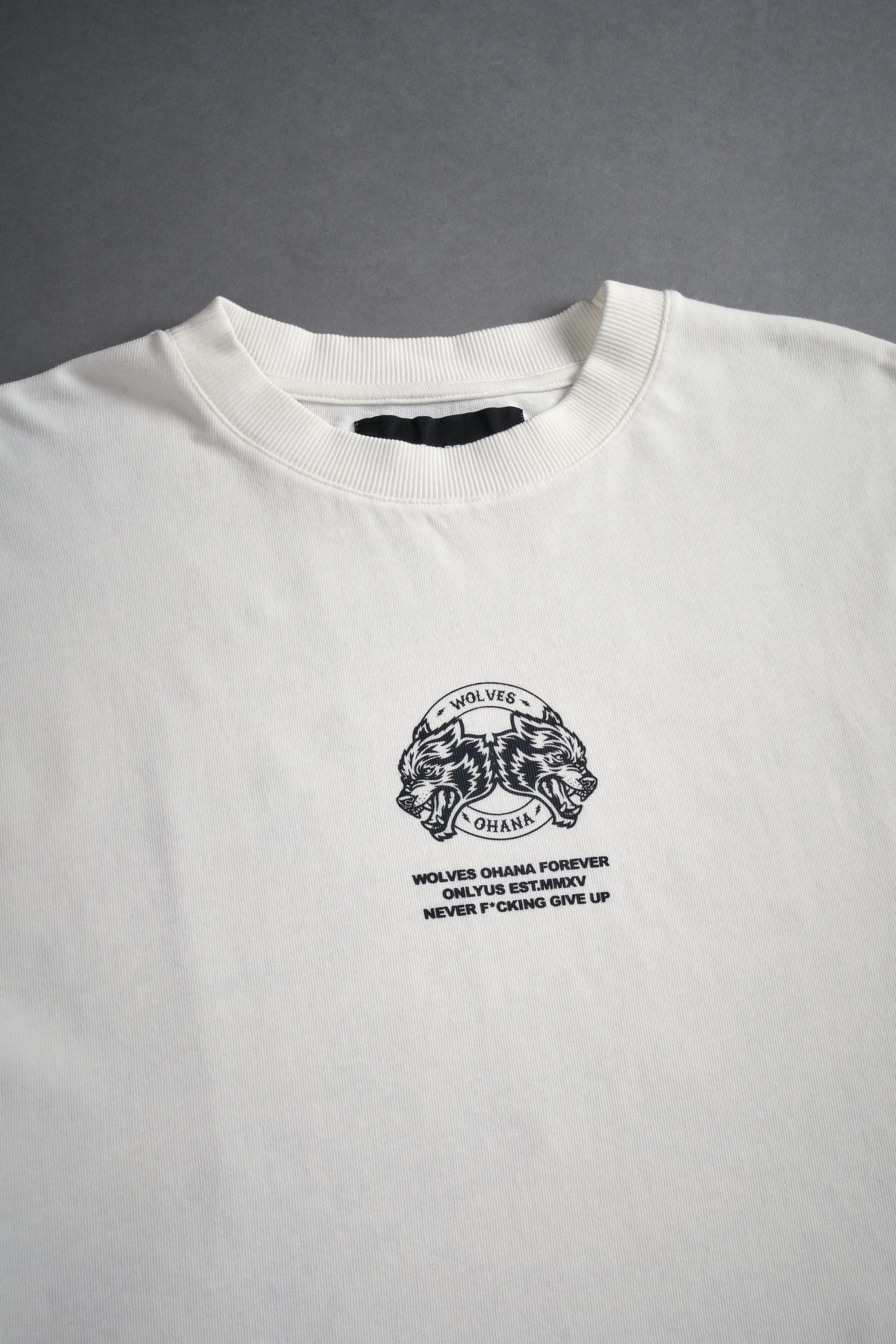 Wolves Ohana Forever "Premium" Oversized Tee in Cream